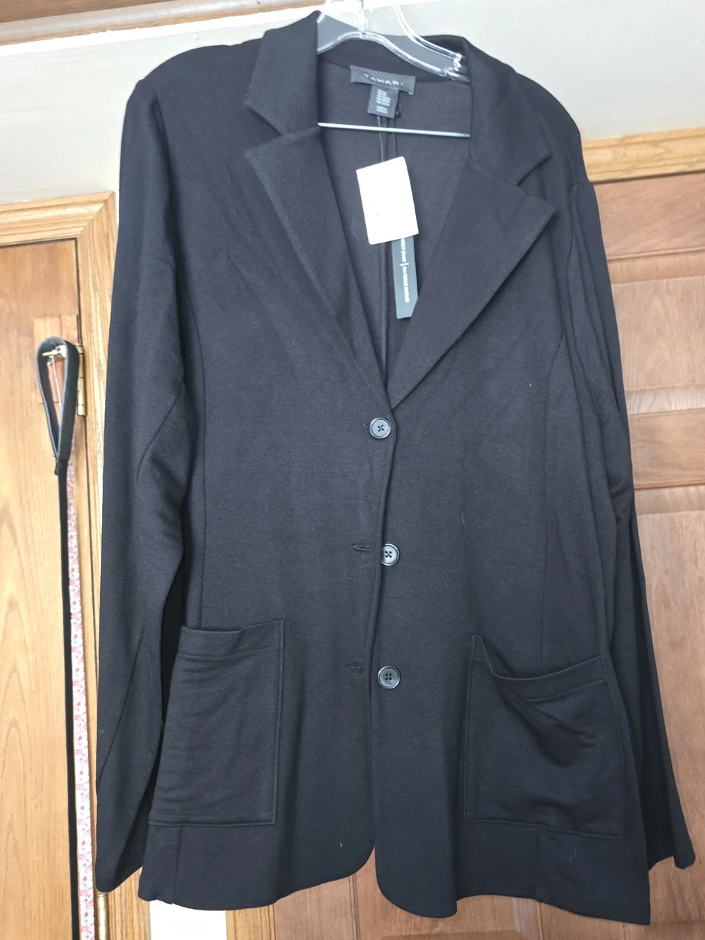 Tahari Black Knit Blazer Jacket Women's 2X NWT Button Front Career Office